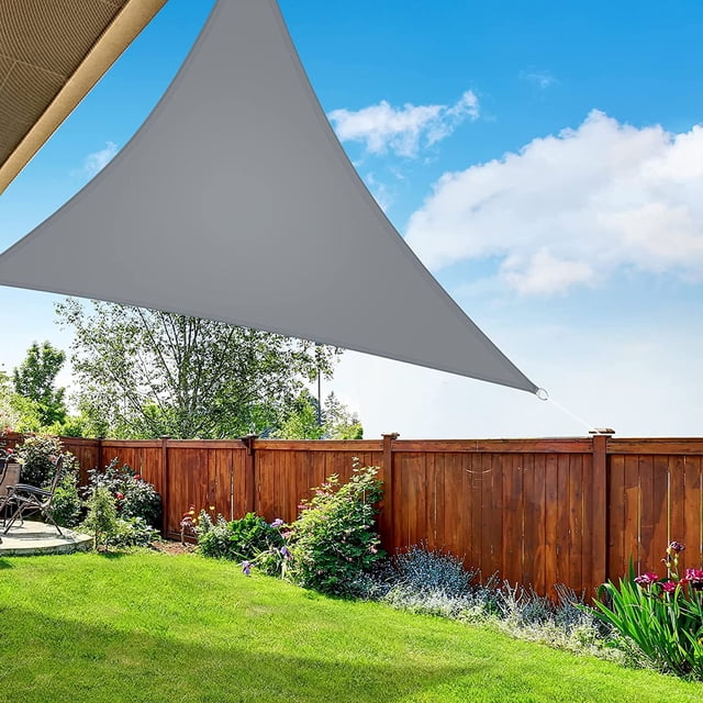 Parasol gris de 3M x 3M x 3M, parasol triangular para exteriores, parasol de poliéster para jardín, vela de sombra impermeable, parasol para balcón ShuxiuWang 8390605876295