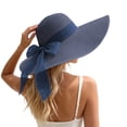 thumbnail image 4 of Fewfanhot Women Wide Floppy Brim Straw Sun Hat, UPF Foldable Beach Hat with Satin Bow Decor for Travel Pool, 4 of 5
