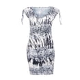 thumbnail image 3 of Vestido corto ajustado sin mangas con estampado blanco y negro, talla L, 3 of 9