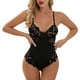 thumbnail image 3 of Lace Bodysuit Embroidery Sleeveless Mini V Neck Pure Color One Piece Lace Pajamas for Honeymoon, 3 of 6
