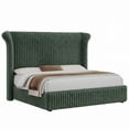 thumbnail image 6 of Hiphuta Corduroy Upholstered Queen Size Bed Frame with Headboard, LED Platform Queen Bed Frame with 55"H Tall Vertical Stripe Corduroy Wingback Headboard, Green, 6 of 9