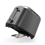 BLACK+DECKER 2‑Slice Toaster with Rapid Toast Technology, Black Stainless Steel, Extra‑Wide Self‑Centering Slots, 7 Settings, Pull‑Out Crumb Tray