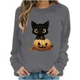 thumbnail image 4 of Inverlee Halloween Sweatshirts Women Funny Pumpkin Ghost Graphic T-shirt Loose Fit Crewneck Sweatshirt Long Sleeve Dressy Casual Pullover Tops Halloween Clothes, 4 of 6
