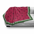 thumbnail image 2 of Fruit Soft Flannel Fleece Throw Blanket, Pattern of Square Shaped Watermelon Slice with Illustration Healthy Foods, Cozy Plush for Indoor and Outdoor Use, 70" x 90", Pink Fern Green, by Ambesonne, 2 of 5