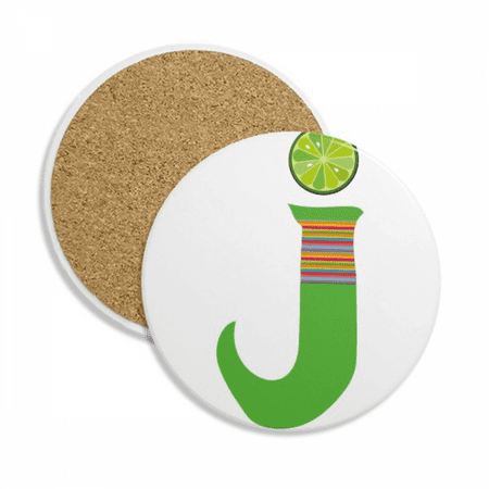 

J Alphabet Orange Fruit Cute Pattern Coaster Cup Mug Tabletop Protection Absorbent Stone