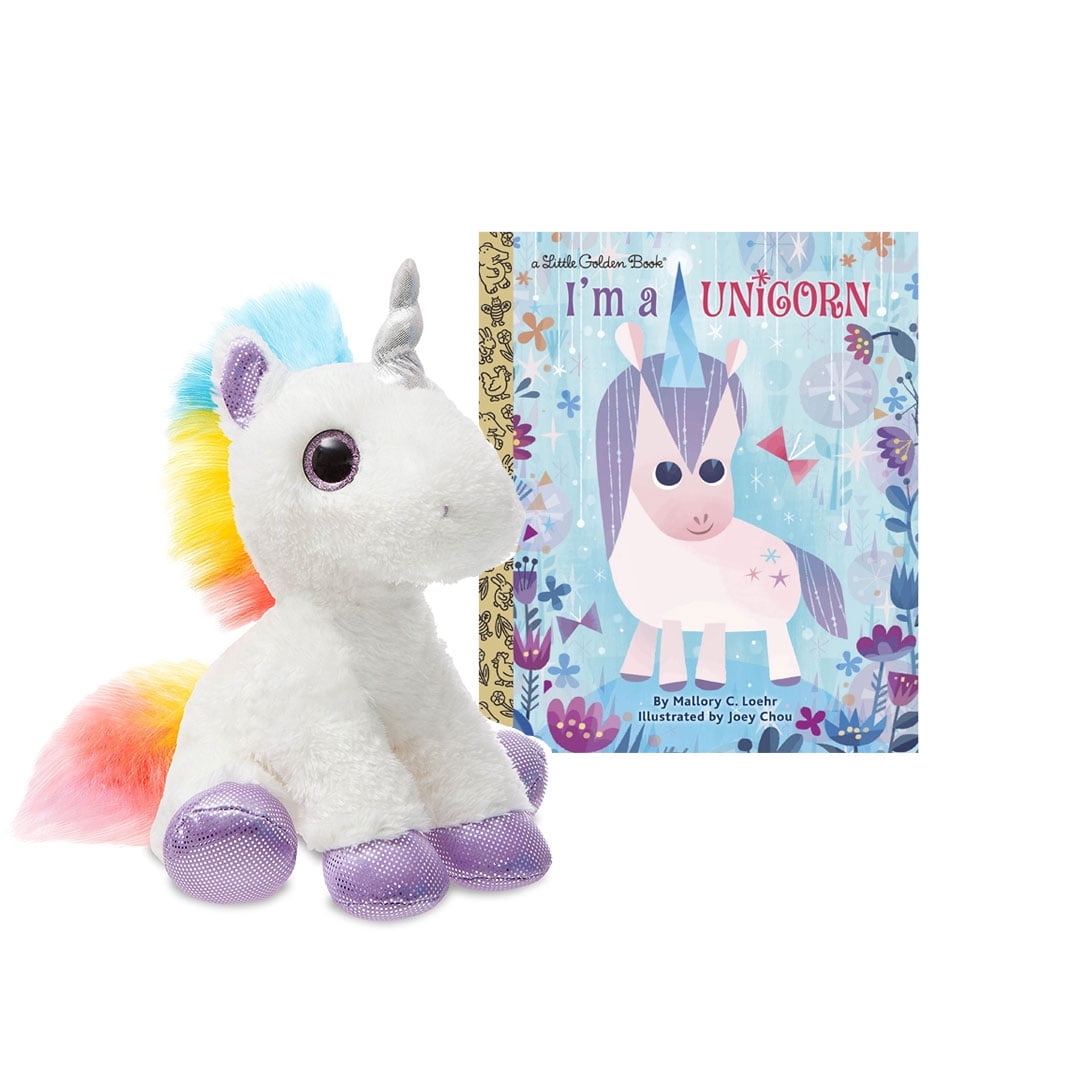 8.5" Aurora Precious Moments Soft Plush Animal White with Pink Sparkle Unicorn 