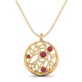 thumbnail image 1 of Collier Chaîne pour Femmes en Argent Sterling 925 Vermeil Or avec Pendentif Rond Filigrané Rempli de Verre Rubis de 1,10 Ct, 1 of 3