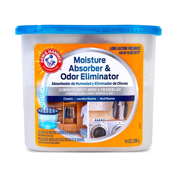 Arm & Hammer Disposable Storage Moisture Absorber and Odor Eliminator, 14 oz. Tub, Fragrance Free