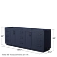 thumbnail image 4 of Wyndham Collection Miranda 84" No Sink Wood Double Bathroom Vanity in Blue/Black, 4 of 5