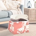 thumbnail image 5 of Foldable Fabric Storage Bin With Handle Collapsible Basket Box Storage With Lid Organizer Woodblock Print, 5 of 7