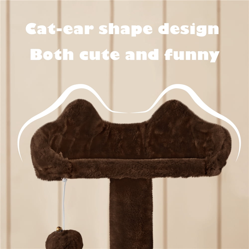 Yaheetech 53.9" H Cat Tree with Double Condos, Scratching Posts & Ramp, Brown