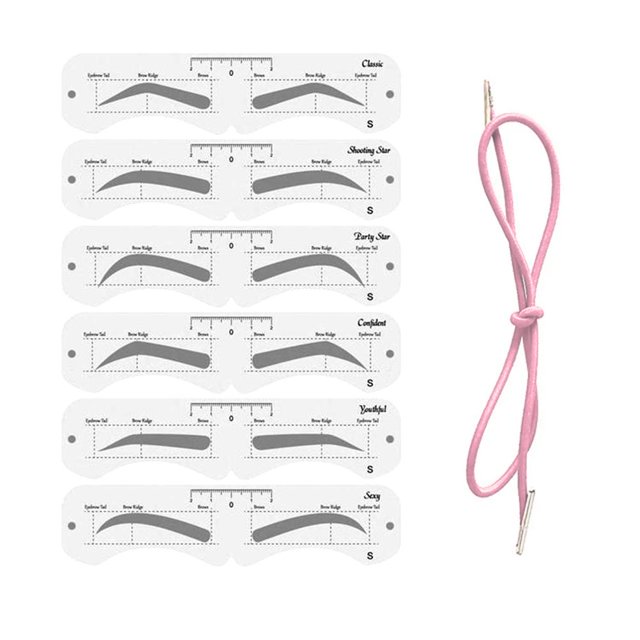 Juego de moldes para cejas de maquillaje, moldeador de cejas suave de PEVA con banda elástica, herramienta de maquillaje reutilizable para principiantes.