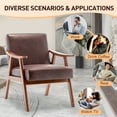 thumbnail image 5 of Accent Chair, Mid-Century Modern Armchair with Solid Wood Legs, Reading Leisure Chair with High Back for Living Room Bedroom Waiting Room, Dark Brown++Tech Cloth, 5 of 10