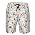 thumbnail image 3 of Honeii's Scandinavian Alphabet1 Print Men's Casual Shorts with Drawstring，Swim Trunks Quick Dry Beach Shorts, 3 of 5