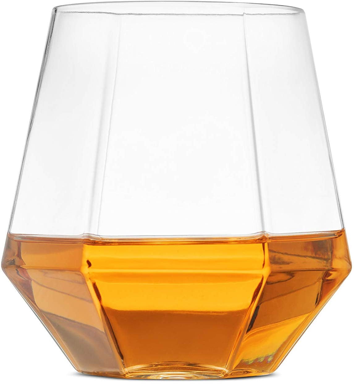 32 Pack Diamond Shaped Plastic Stemless Wine Glasses Disposable 12 Oz Clear Plastic Wine Whiskey Cups Shatterproof Recyclable and BPA-Free
