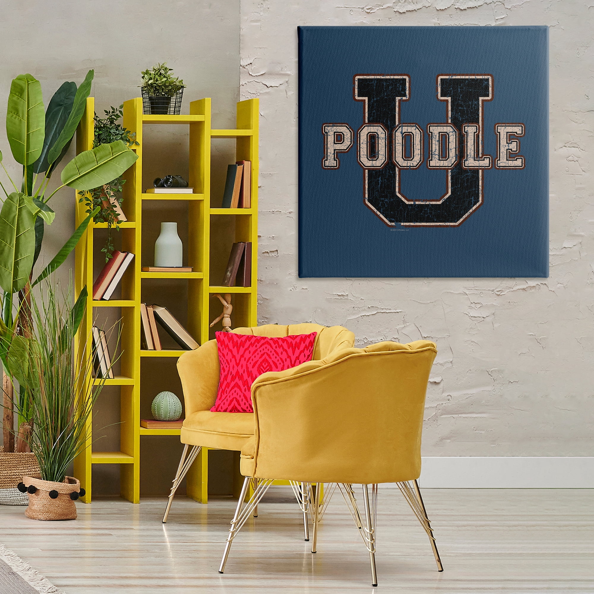 Stupell Industries Varsity Poodle U Novelty & Humor Painting Wrapped Canvas Art Print Wall Art, 36 x 36