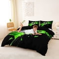 thumbnail image 2 of Castle Fairy Green Soccer Duvet Cover King, Sport Theme Shattered Plaid King Bedding,Black Reversible,3 Pieces,1 Duvet Cover and 2 Pillowcases, 2 of 6