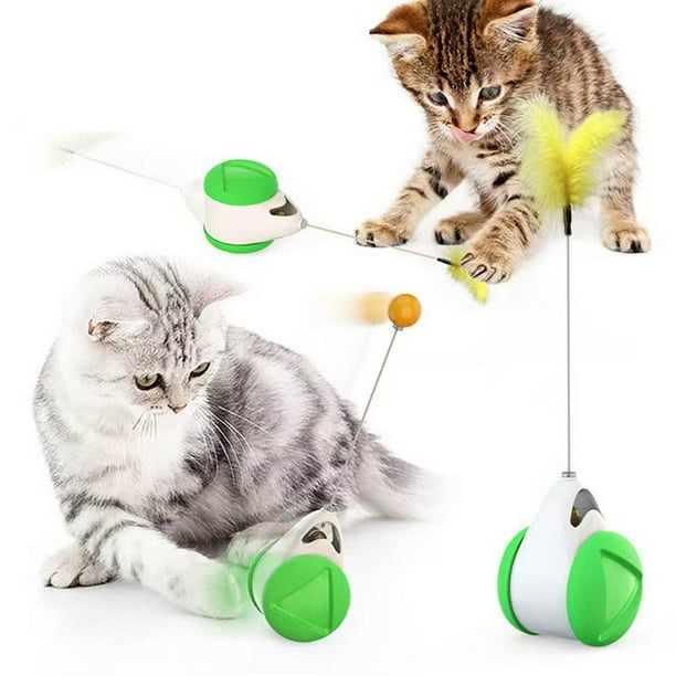 Fiudx Juguete Interactivo para Gatos, Bola Giratoria de 360 Grados, Atractiva Bola de Hierba Gatera, Juguete Multifuncional, Juego En Interiores, Gatos Felices y Saludables, Material Abs Seguro.