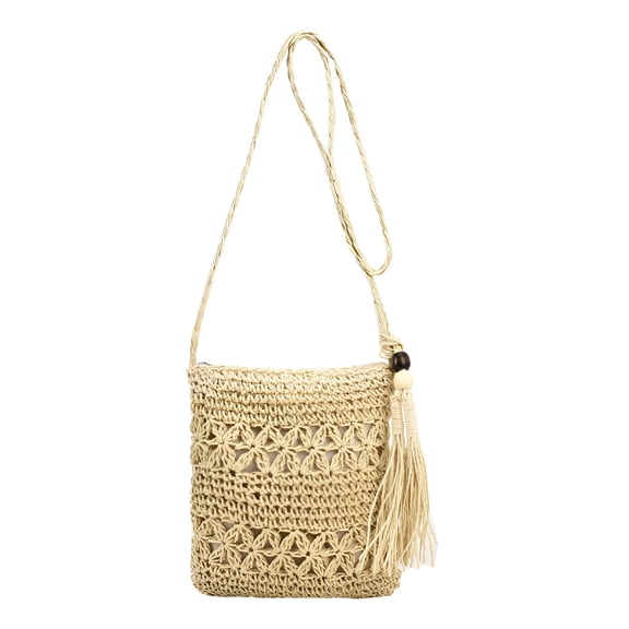 GASTROPOD Beach Shoulder Bag Clutch Beige Clutch Boho Handwoven Raffia Bag Summer Beach Bag with Tassel Woman Weave Shoulder Bag for Work Travel Party Wedding Outdoor Practical Bag
