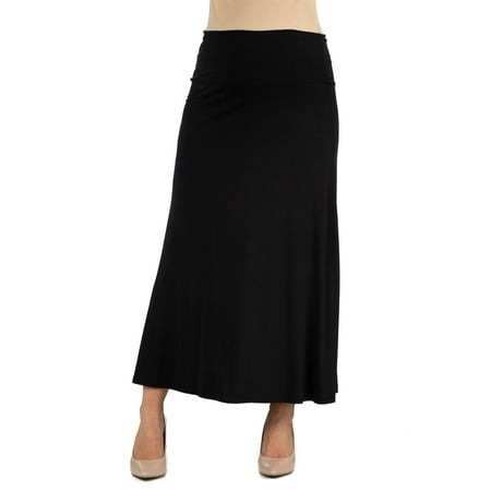 

24seven Comfort Apparel Womens Elastic Waist Solid Color Maternity Maxi Skirt M011510 Made in USA