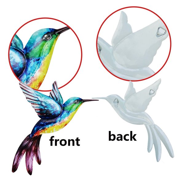 Metal Bird Wall Art Sculpture Outdoor Hanging Ornament For Garden/Home Decor ​Blue Smile Home