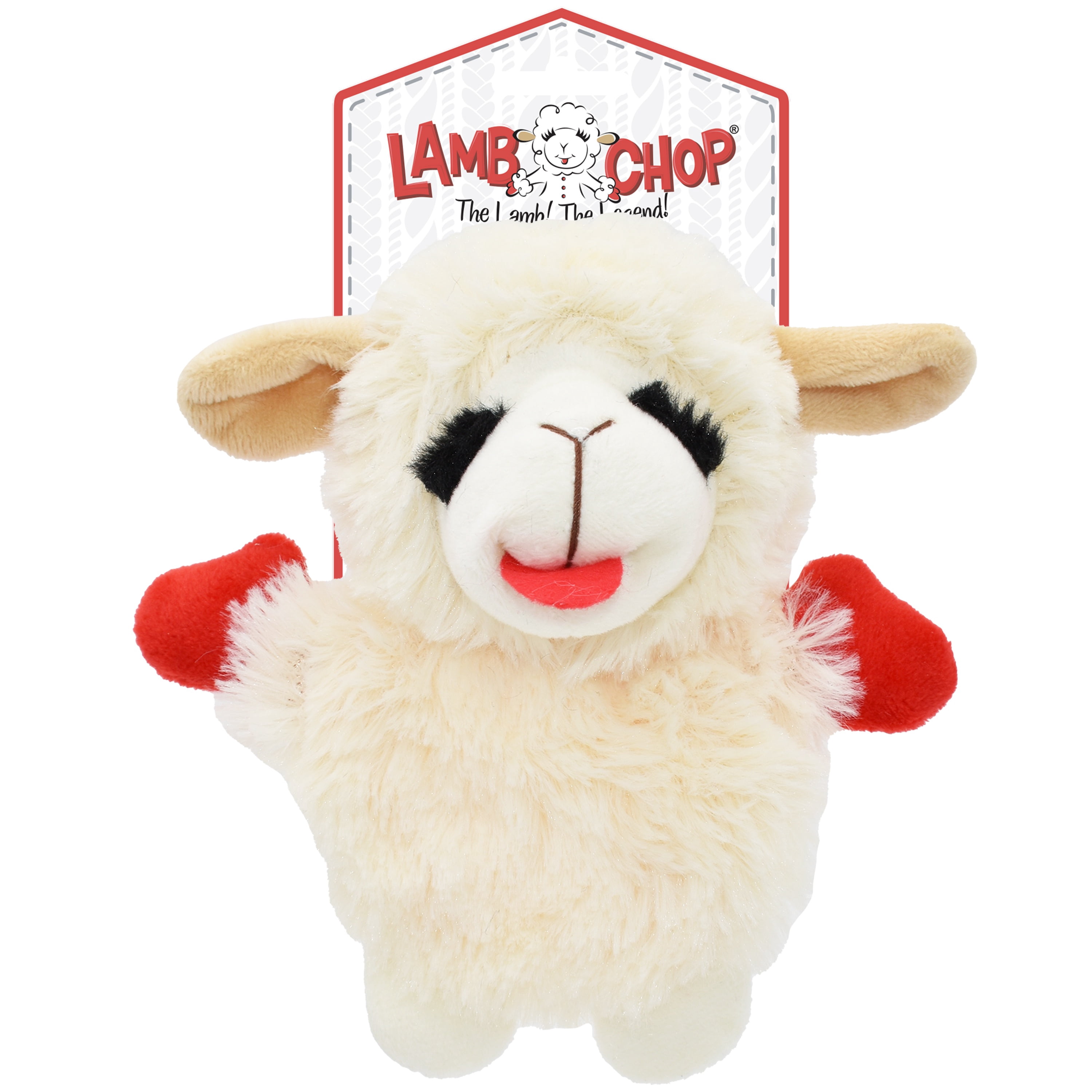 Multipet Mini Plush Lamb Chop Dog Toy with Squeaker and Crinkle