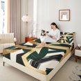 thumbnail image 3 of Homewish Swirl Lines Bed Sheets,Modern Abstract Full Size Sheets,Golden Green,4pcs,1 Flat Sheet, 1 Fitted Sheet and 2 Pillowcases, 3 of 6