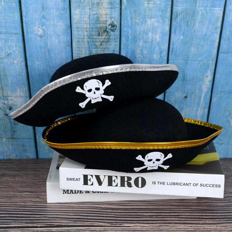 Skull Print Pirate Hat Caribbean Pirate Captain Hat for Kids