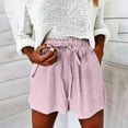 thumbnail image 3 of HTNBO Shorts for Women Trendy Summer Casual Drawstring Elastic Waist Cotton Linen Plus Size Beach Vacation Clothes, 3 of 8