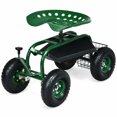 thumbnail image 4 of Gymax Chariot de Jardin Roulant pour Trottinette avec Siège Réglable, Panier de Rangement, Plateau, Vert, 4 of 7