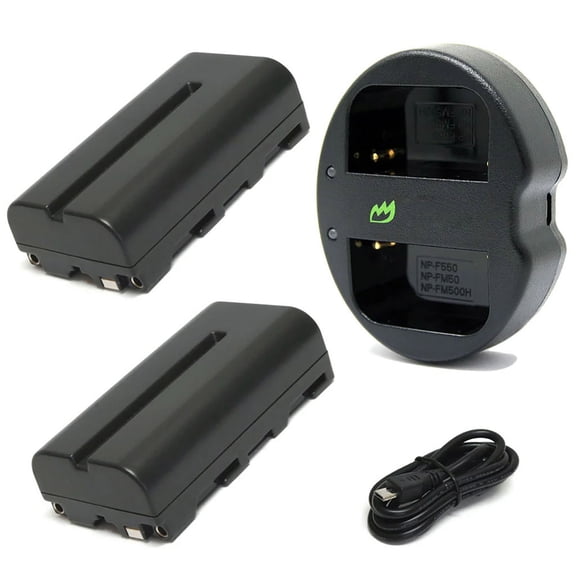 Replacement for Sony NP-F330 Battery (2-Pack, 2600mAh, L-Series) and Dual Charger
