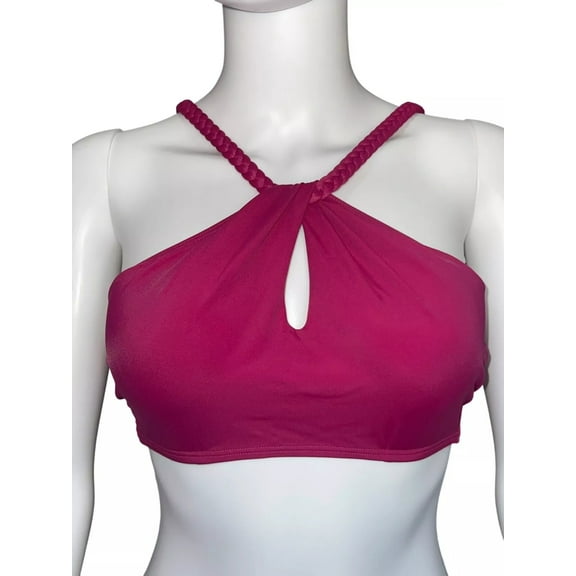 Shade & Shore Women's Purple Braided Halter Bikini Top, Lightly Lined, 34C