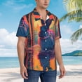 thumbnail image 3 of Pofeuu Neon Rabbit In Archway Print Hawaiian Shirt for Men Sleeves Casual Button Down Summer Beach Dress Shirts T-Shirts,3X-Large, 3 of 7