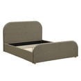 thumbnail image 3 of Christopher Knight Home Queen Size Bed Frame With Linen Upholstered Curved Headboard, Solid Wood Legs, Green, 3 of 12