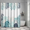 thumbnail image 6 of Bathroom Shower Curtain Summer Ocean Conch Coral Turquoise Waterproof Shower Curtains with Hooks, Cute Starfish Seagrass Bath Curtains Bathtub Curtain Home Decor 48x72in, 6 of 9