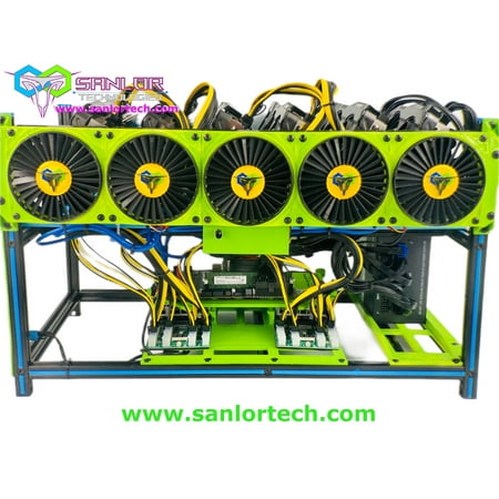SANLOR Technologies Complete Crypto Mining Rig Bit-Ranger 6 GPU Mining Rig with 6x NVIDIA RTX 3070 Graphics Cards Installed