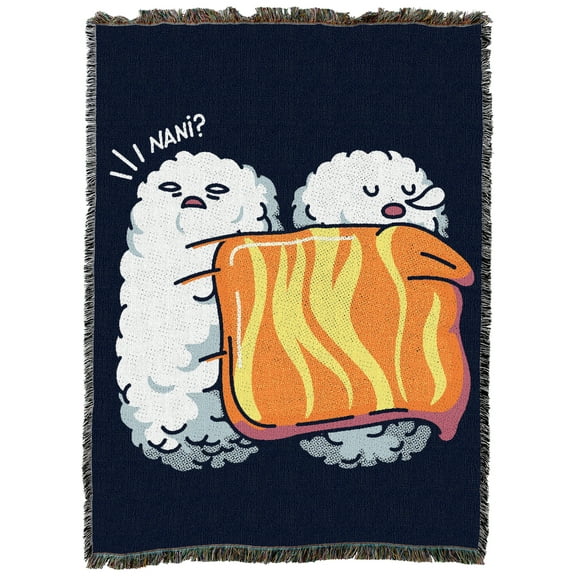 Pure Country Weavers Sleeping Sushi Large Tapestry Throw Woven from Cotton - Made in The USA (72x54)