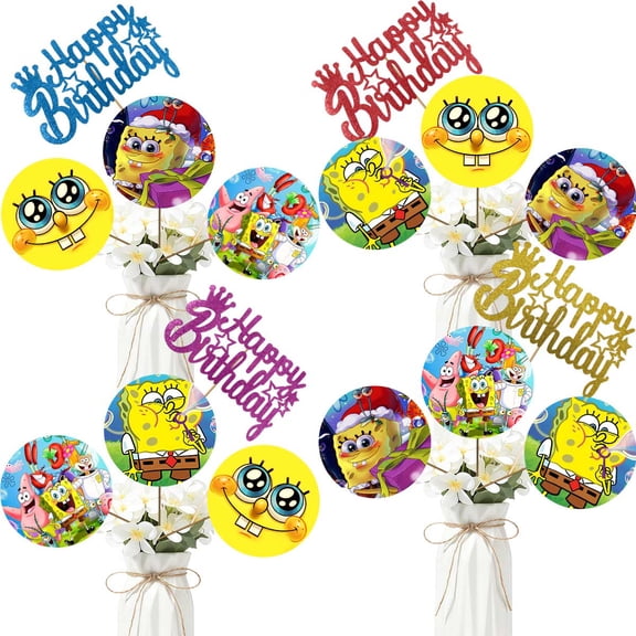 Party Centerpieces Sponge Party Square Pants Decoration Table Toppers Photo Props Booth Center Piece Decor Birthday Party Supplies