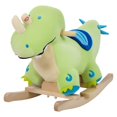 thumbnail image 1 of Juguete de peluche con forma de caballo balancín Qaba Dinosaur Green para niños, 1 of 9