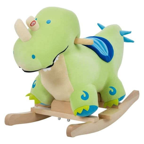 Juguete de peluche con forma de caballo balancín Qaba Dinosaur Green para niños