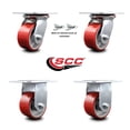thumbnail image 2 of 4 Inch Poly on Cast Iron Caster Set with Ball Bearing 2 Swivel Lock 2 Rigid SCC, 2 of 2