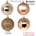 thumbnail image 2 of Allgala 20 PK 3 Inch (8CM) Large Christmas Ornament Balls for Xmas Tree-4 Style-Rose Gold, 2 of 4