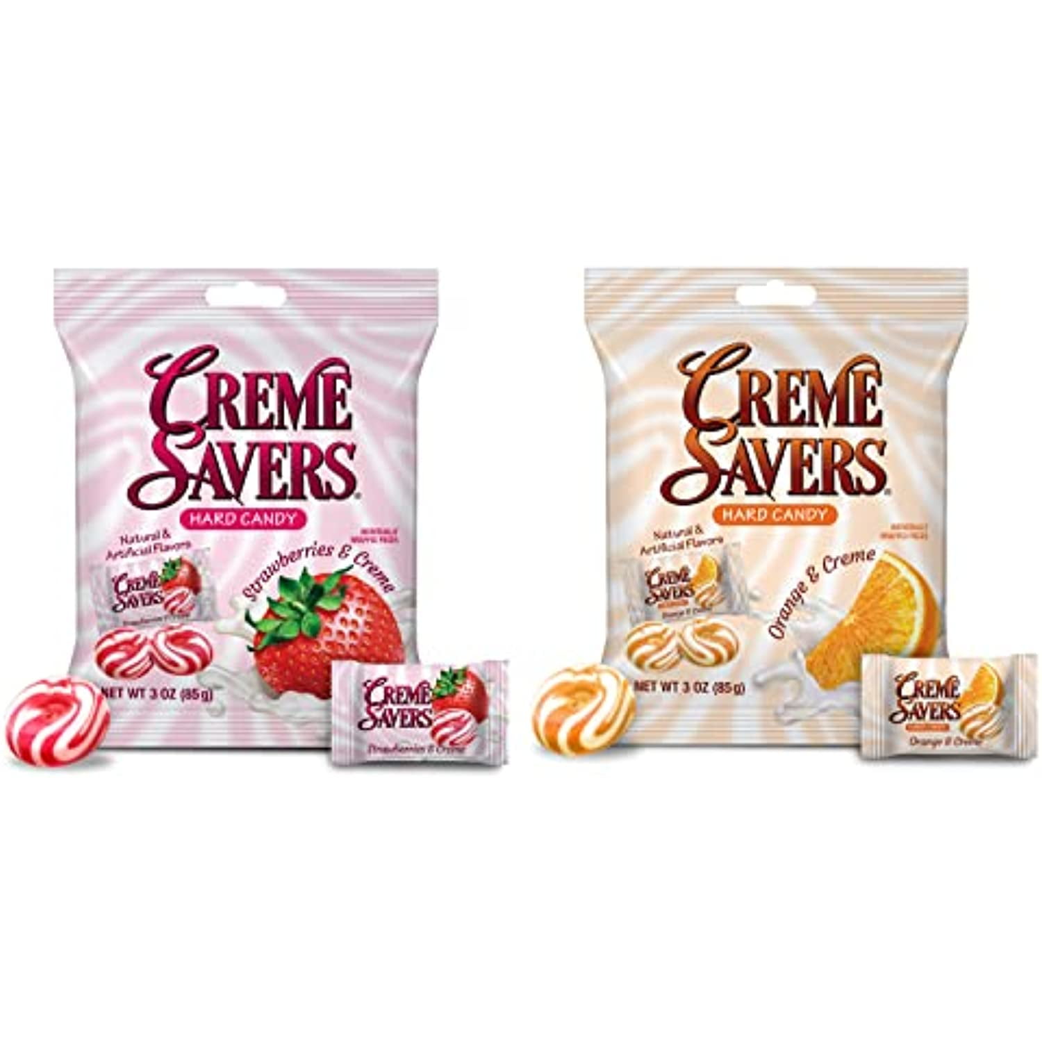 Generic Creme Savers Hard Candy Bundle Orange and Strawberry Creme 3oz Each Sweet Treats Package Walmart