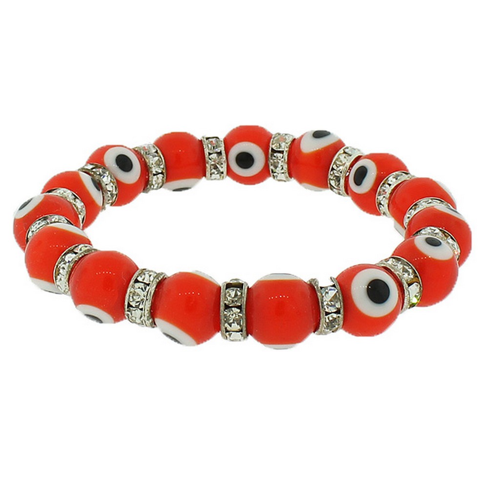 Orange and White Beaded Stretch Bracelet