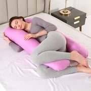 U-Shape Pregnancy Pillow 51 Inch Maternity Pillow with Washable Cover Nursing Support Cushion for Pregnant Women Side Sleeping (Purple)