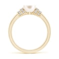 thumbnail image 2 of ANGARA Freshwater Cultured Pearl & Pave-Set Diamond Ring in 14K Yellow Gold for Women | June Birthstone, Birthday, Anniversary, Jewelry Gift for Women | Pearl Ring, 2 of 9