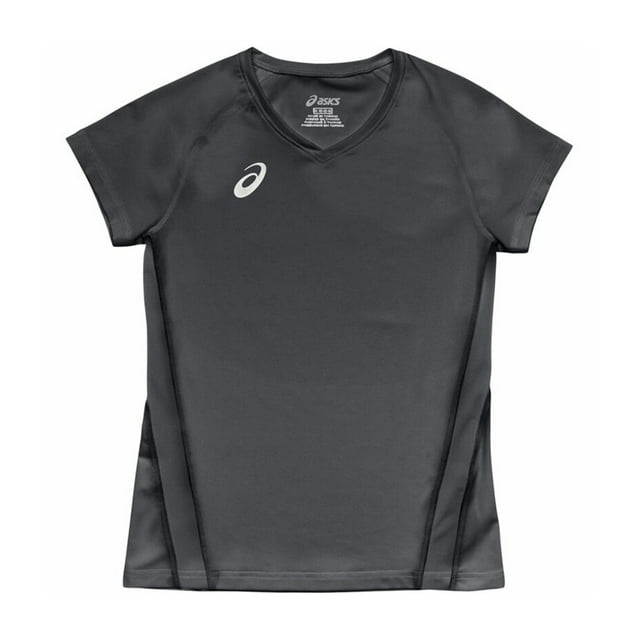 ASICS Girls Volleyball Basic T-Shirt, Grey, Big Kids (8-20), L