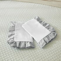 Ayanshi Bedding Dual Tone Ruffle Pillow Shams Standard King Size Set of 2, 20X36 - Ruffled Design Pillow Cases Soft & Smooth - Luxurious Pillow Covers 20X36 - (White-Silver Grey)
