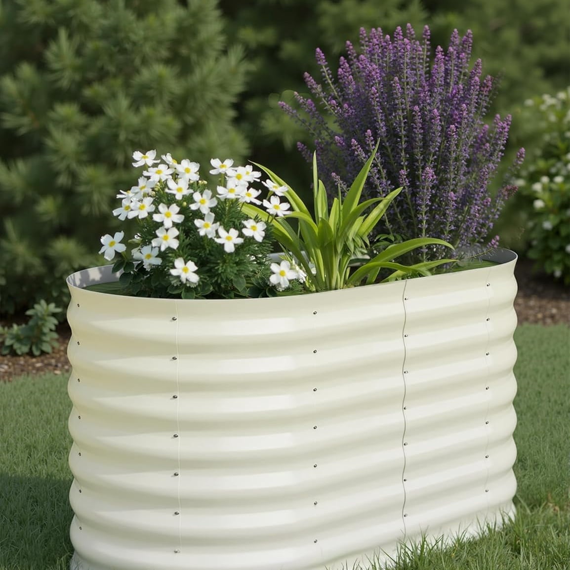 WildBreak Raised Garden Bed, Galvanized Planter Box, 4 x 2 x 2 ft, Beige