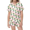 thumbnail image 2 of Flowery Pattern Kids Boys Girls Pattern Printed Short Sleeve Button Down Pajamas Shorts Set Sleepwear Outfits Clothes, 2 of 4